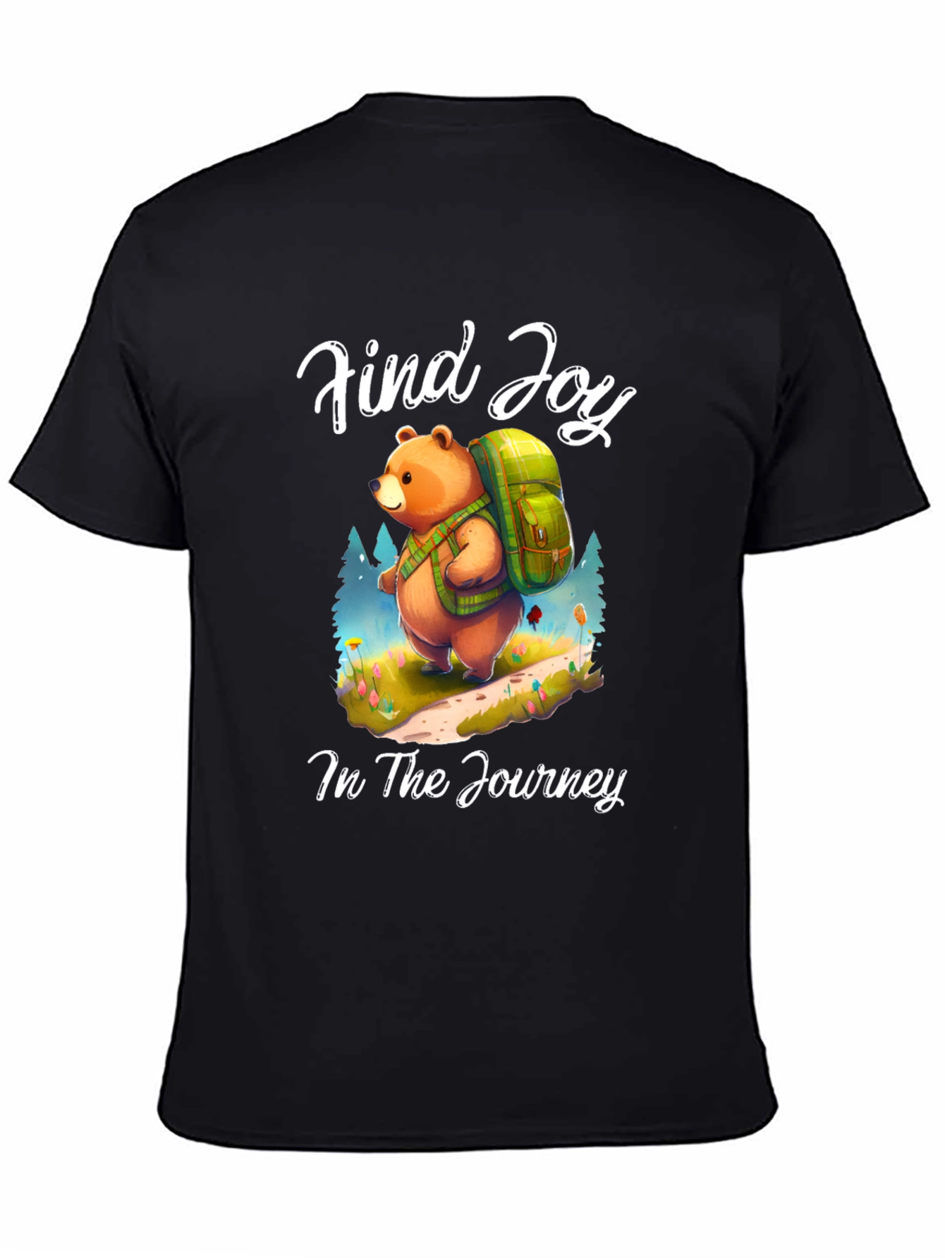 Find Joy Bear Graphic Tee - Hiking Adventure Shirt