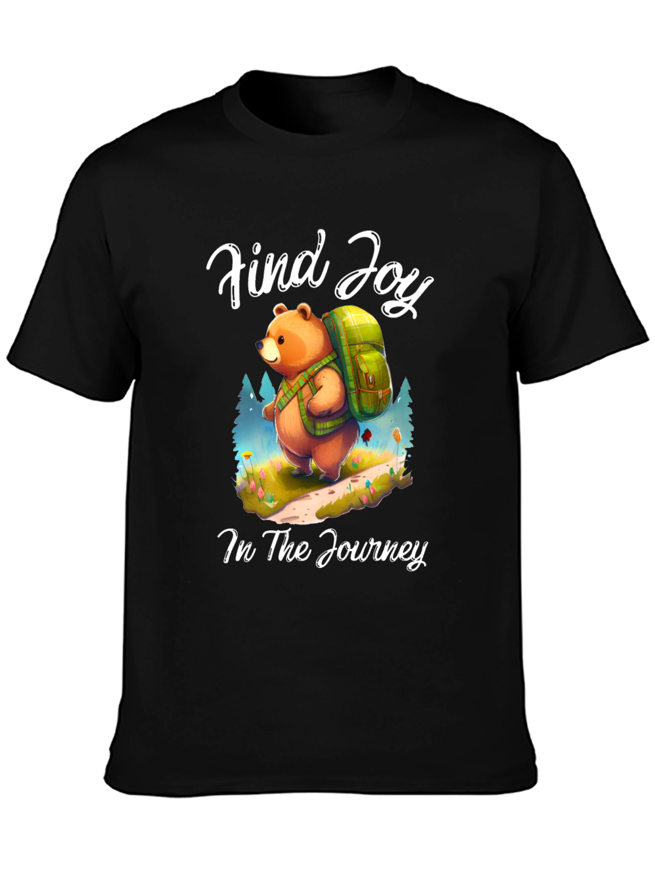 Find Joy Bear Graphic Tee - Hiking Adventure Shirt