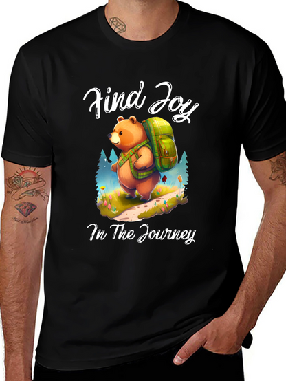Find Joy Bear Graphic Tee - Hiking Adventure Shirt