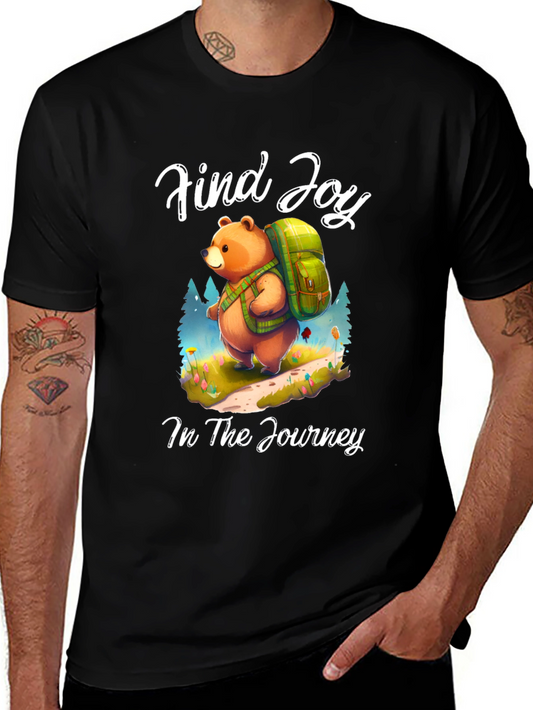 Find Joy Bear Graphic Tee - Hiking Adventure Shirt