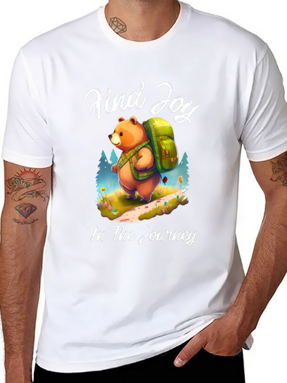 Find Joy Bear Graphic Tee - Hiking Adventure Shirt