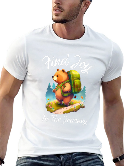 Find Joy Bear Graphic Tee - Hiking Adventure Shirt