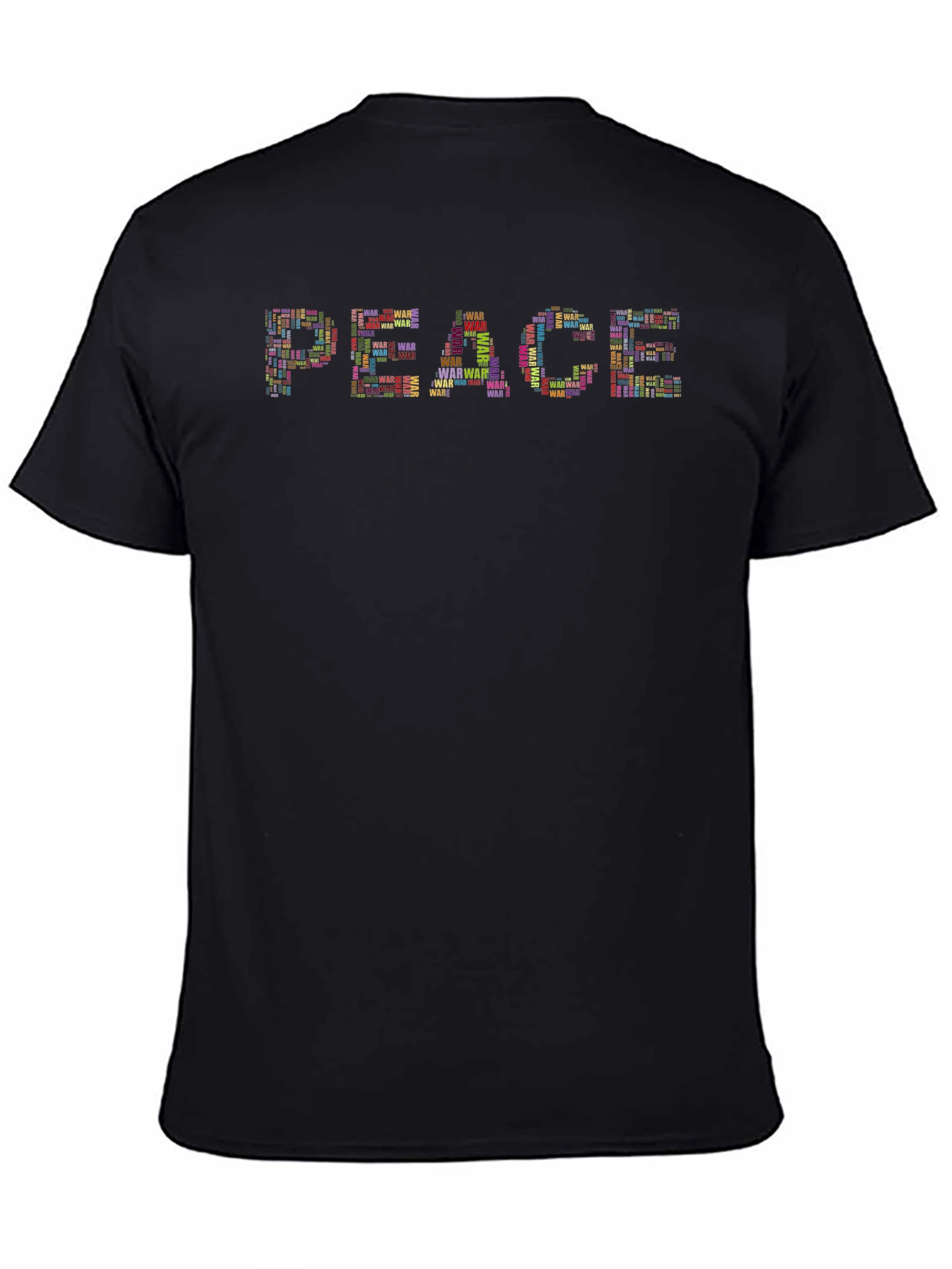 Peace Word Art Graphic Tee - Black Cotton