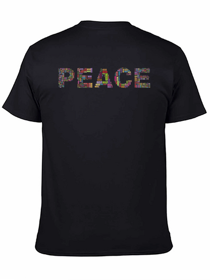 Peace Word Art Graphic Tee - Black Cotton