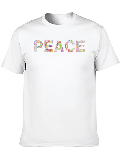Peace Word Art Graphic Tee - Black Cotton