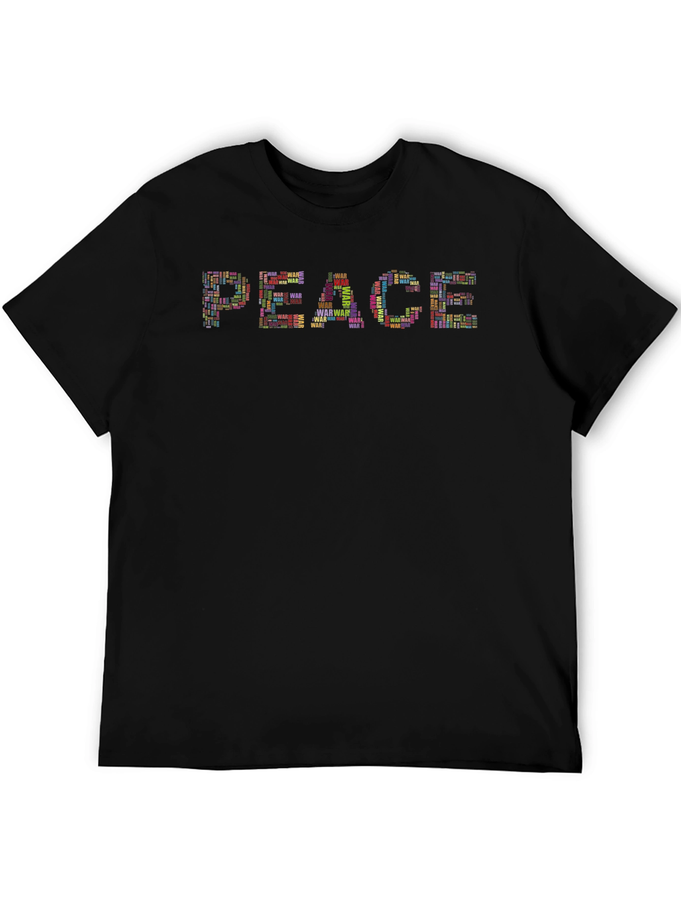 Peace Word Art Graphic Tee - Black Cotton