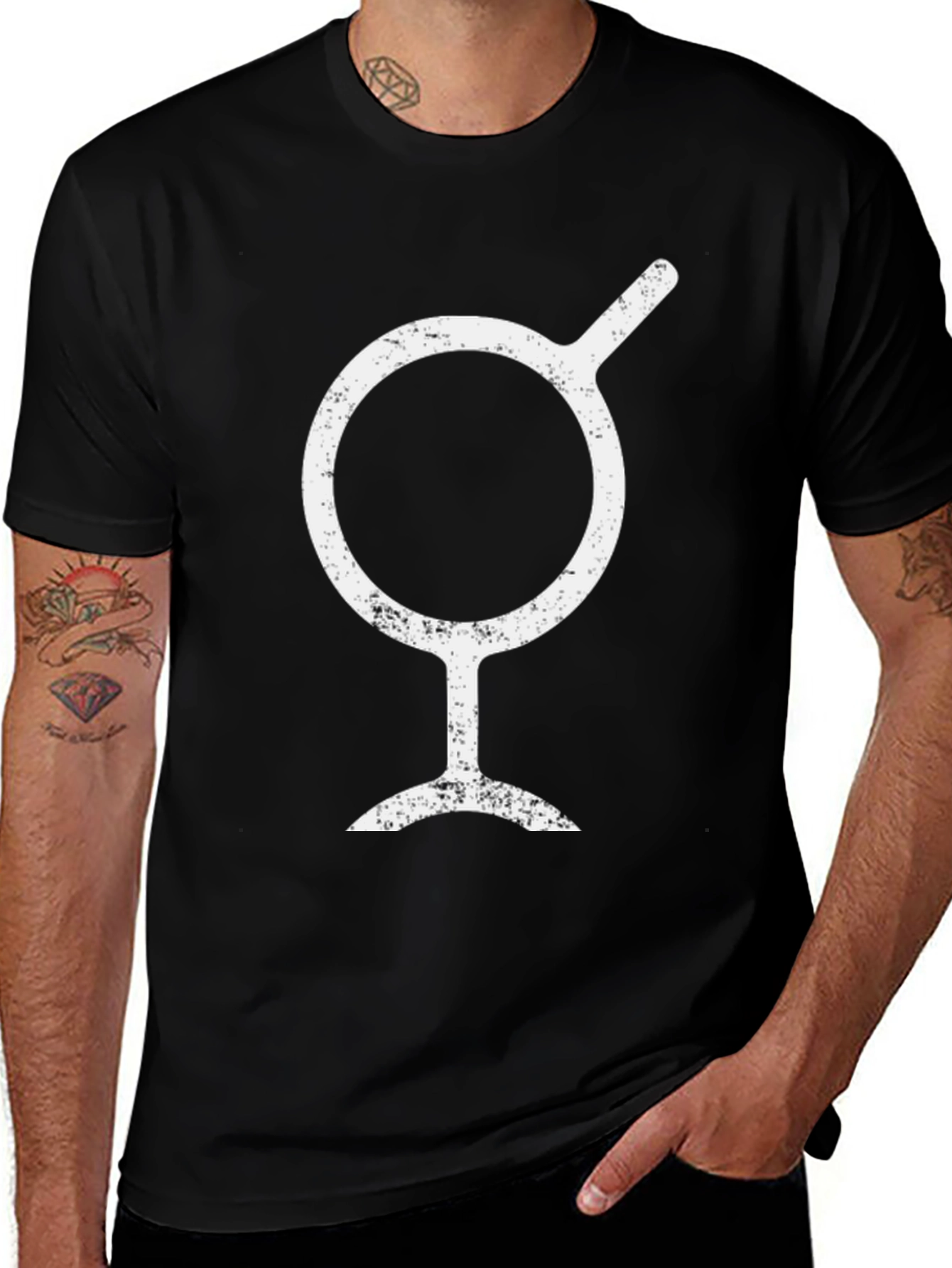 Unique Symbol Graphic Black T-Shirt