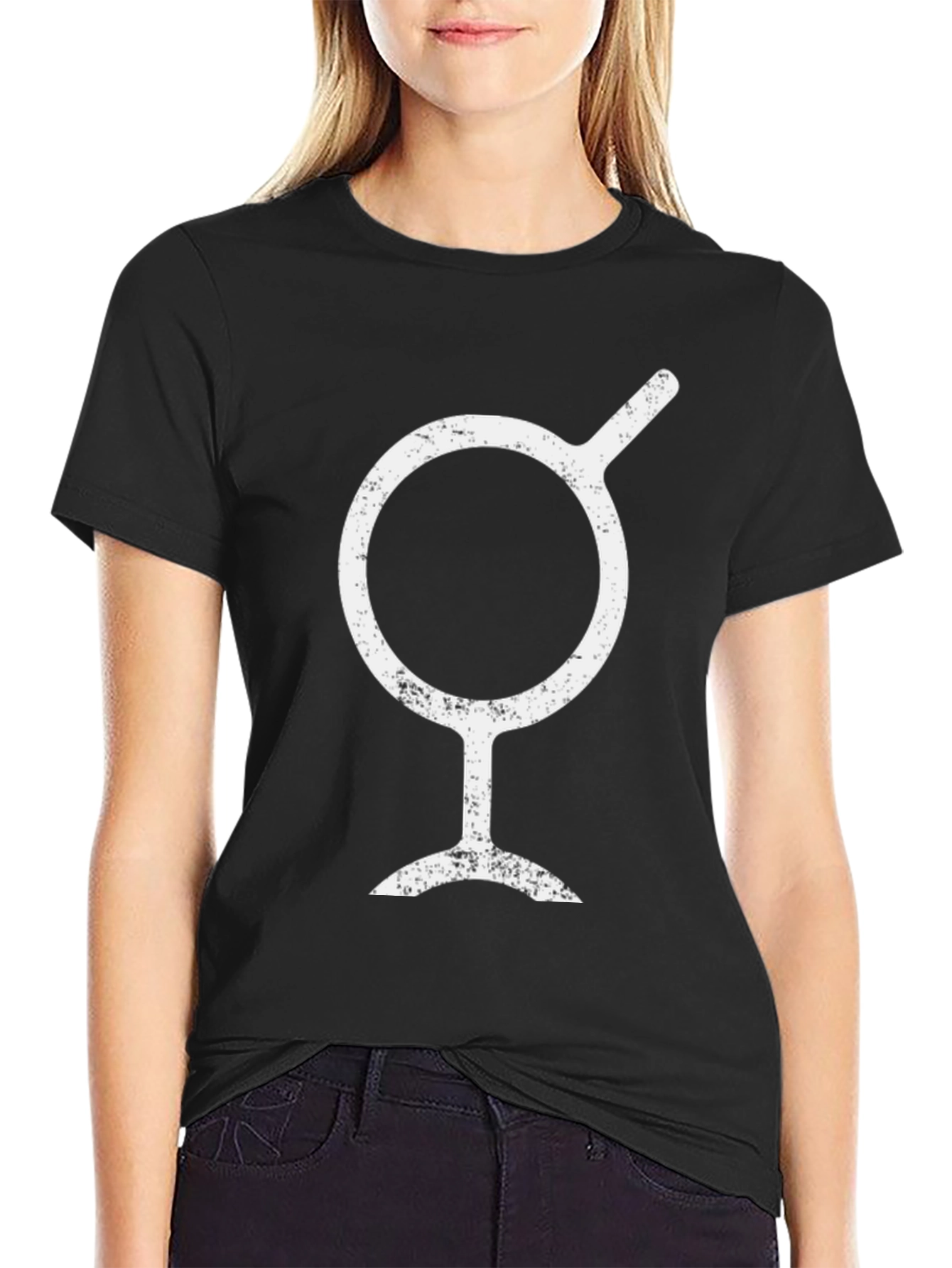 Unique Symbol Graphic Black T-Shirt