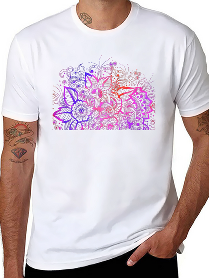 Floral Mandala Graphic Print Black T-Shirt