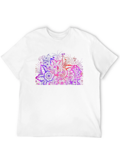Floral Mandala Graphic Print Black T-Shirt