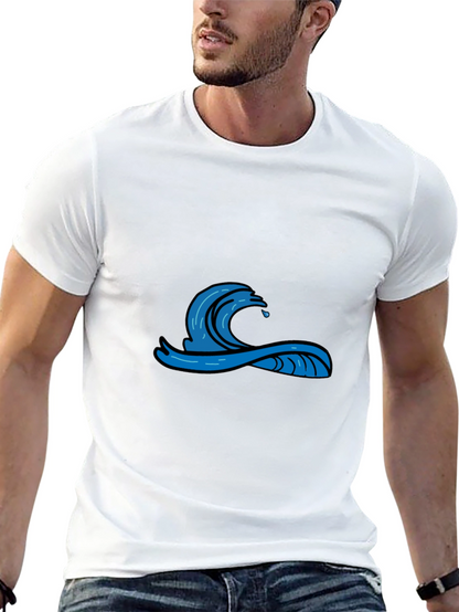 Mens Black Graphic Tee - Wave Design
