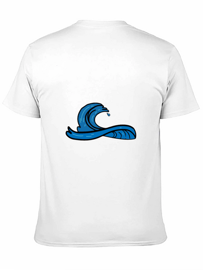 Mens Black Graphic Tee - Wave Design