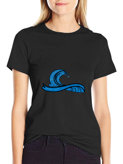 Mens Black Graphic Tee - Wave Design