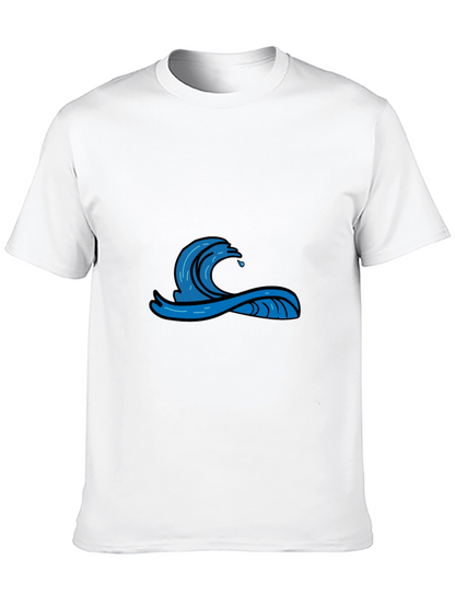 Mens Black Graphic Tee - Wave Design
