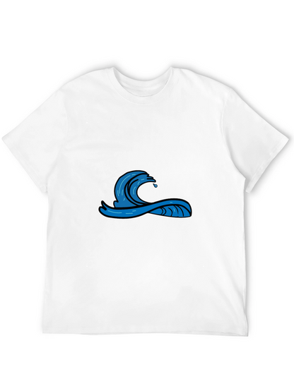 Mens Black Graphic Tee - Wave Design