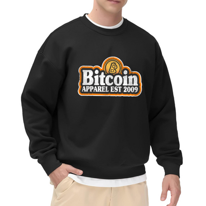 Bitcoin Apparel EST 2009 Crewneck Sweatshirt - Crypto Currency Retro Logo Pullover