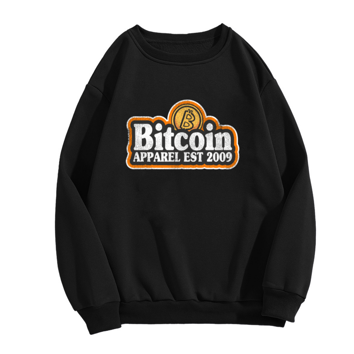 Bitcoin Apparel EST 2009 Crewneck Sweatshirt - Crypto Currency Retro Logo Pullover