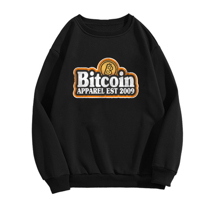Bitcoin Apparel EST 2009 Crewneck Sweatshirt - Crypto Currency Retro Logo Pullover