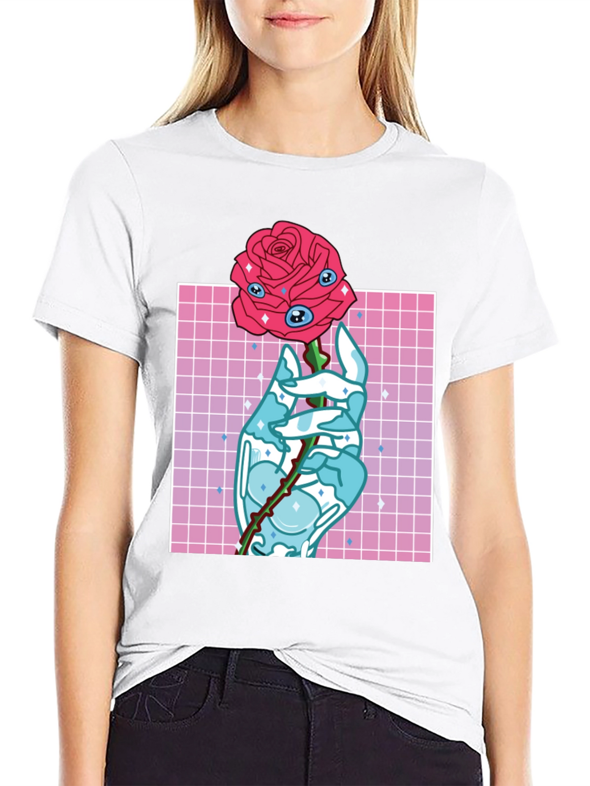 Eye Rose Graphic Tee - Modern Aesthetic T-Shirt