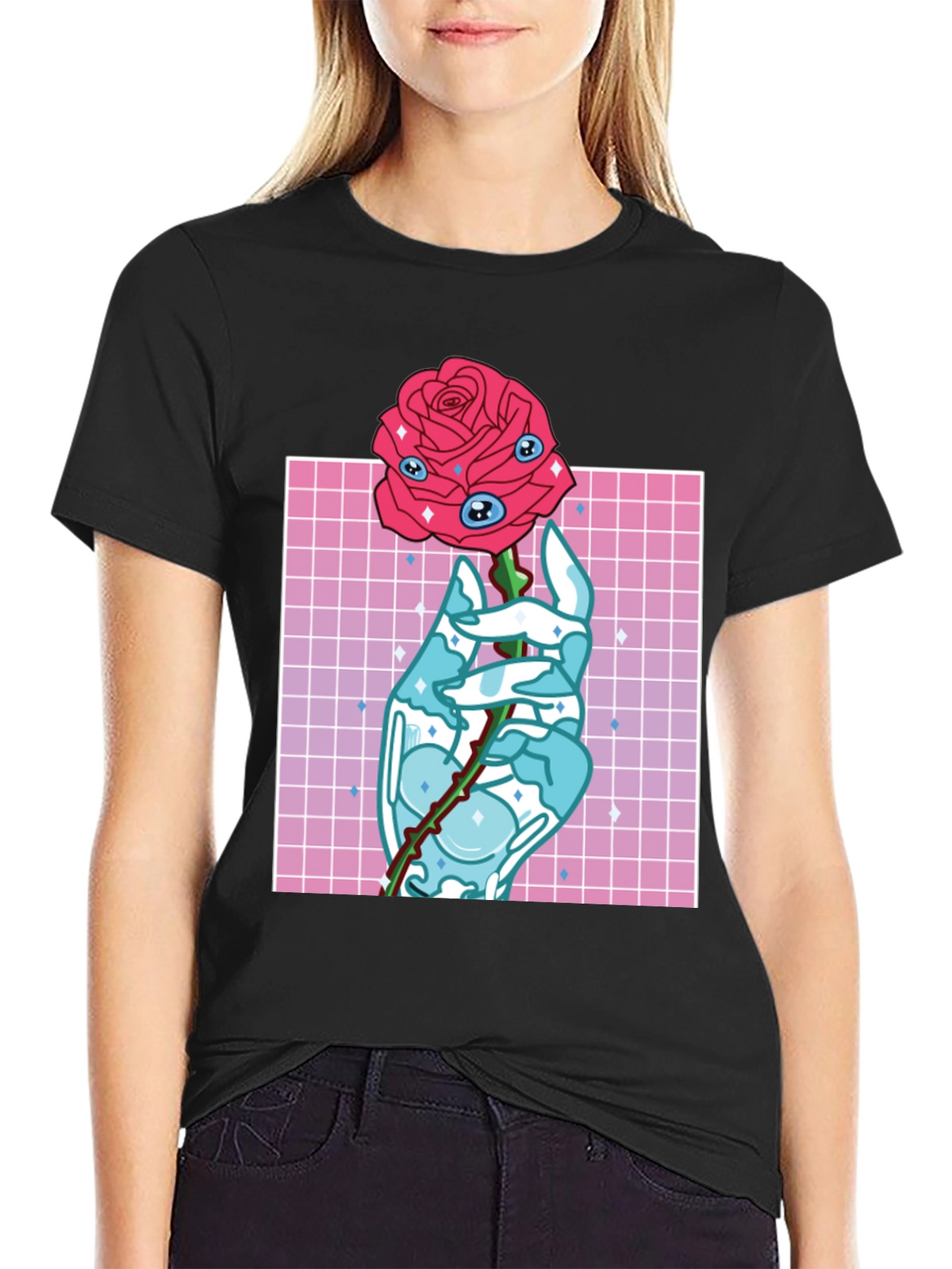 Eye Rose Graphic Tee - Modern Aesthetic T-Shirt