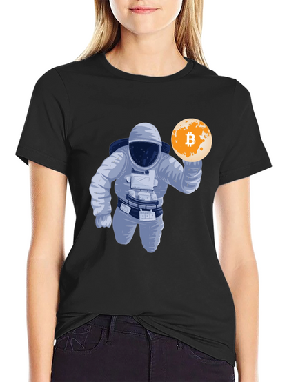 Bitcoin Astronaut Graphic T-Shirt - Crypto Moon Landing!