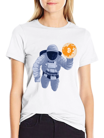 Bitcoin Astronaut Graphic T-Shirt - Crypto Moon Landing!
