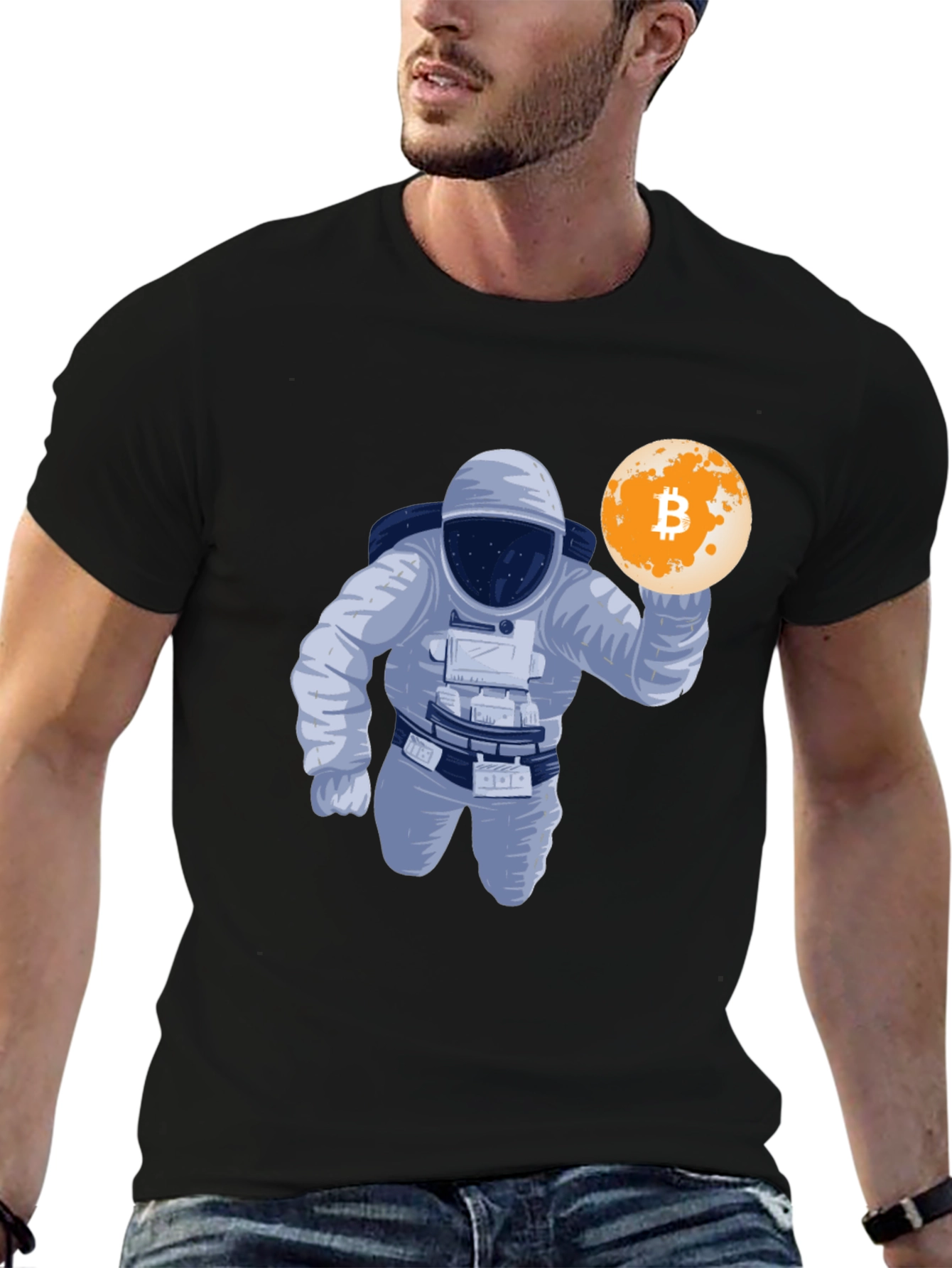 Bitcoin Astronaut Graphic T-Shirt - Crypto Moon Landing!