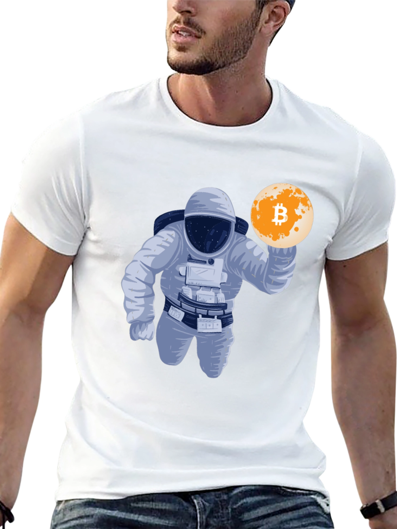 Bitcoin Astronaut Graphic T-Shirt - Crypto Moon Landing!