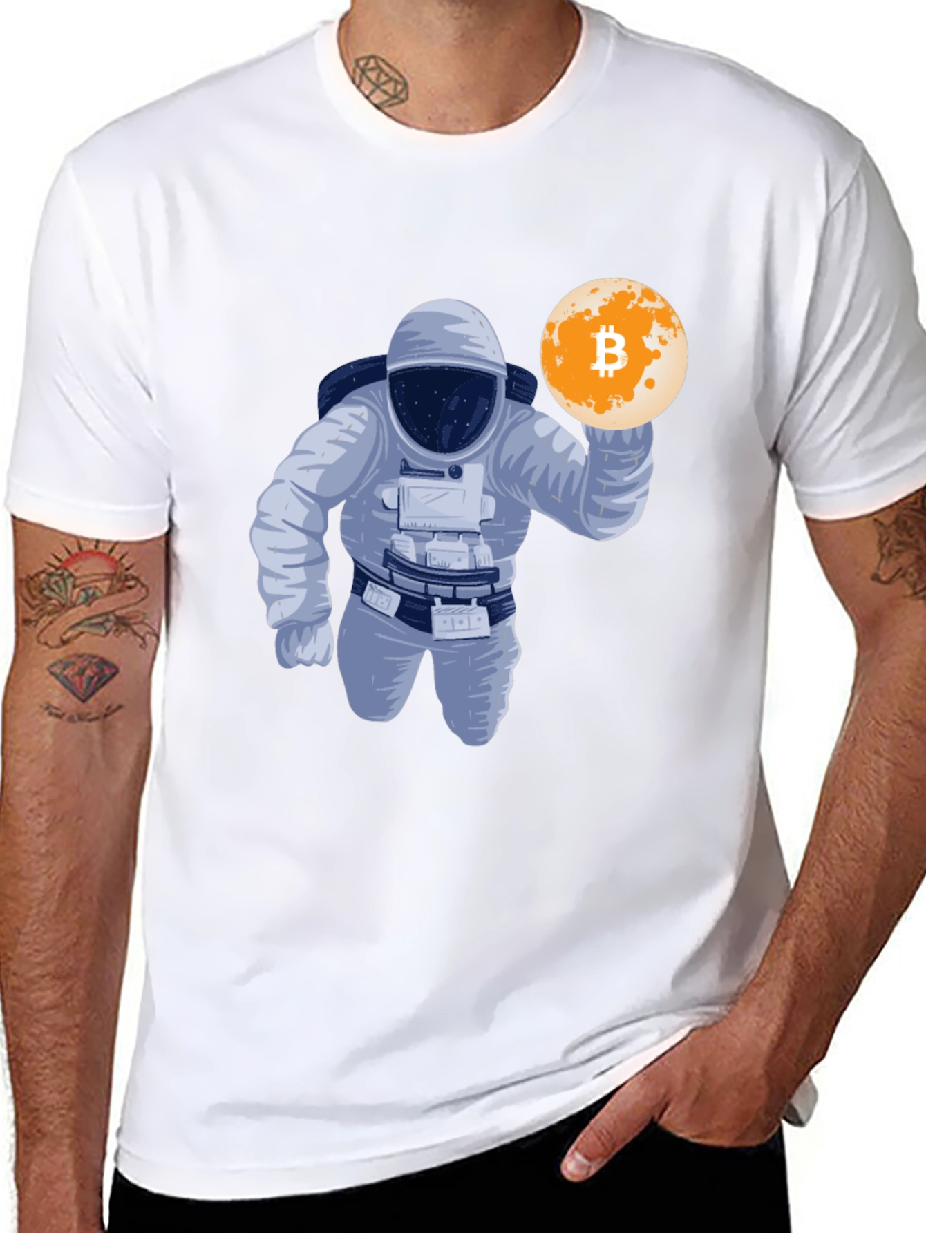 Bitcoin Astronaut Graphic T-Shirt - Crypto Moon Landing!