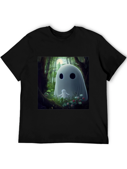 Cute Ghost Graphic Black T-Shirt