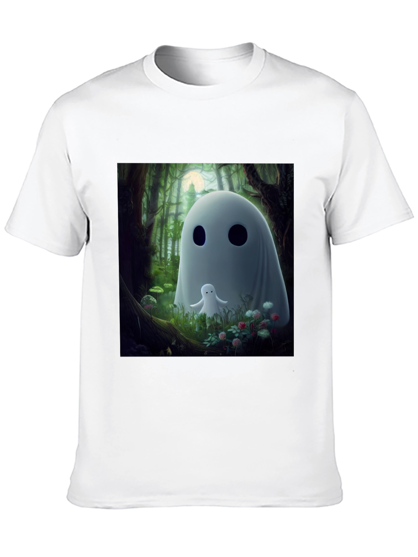 Cute Ghost Graphic Black T-Shirt