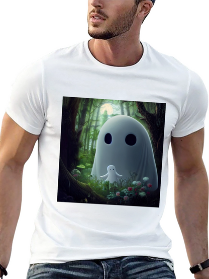 Cute Ghost Graphic Black T-Shirt