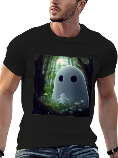 Cute Ghost Graphic Black T-Shirt