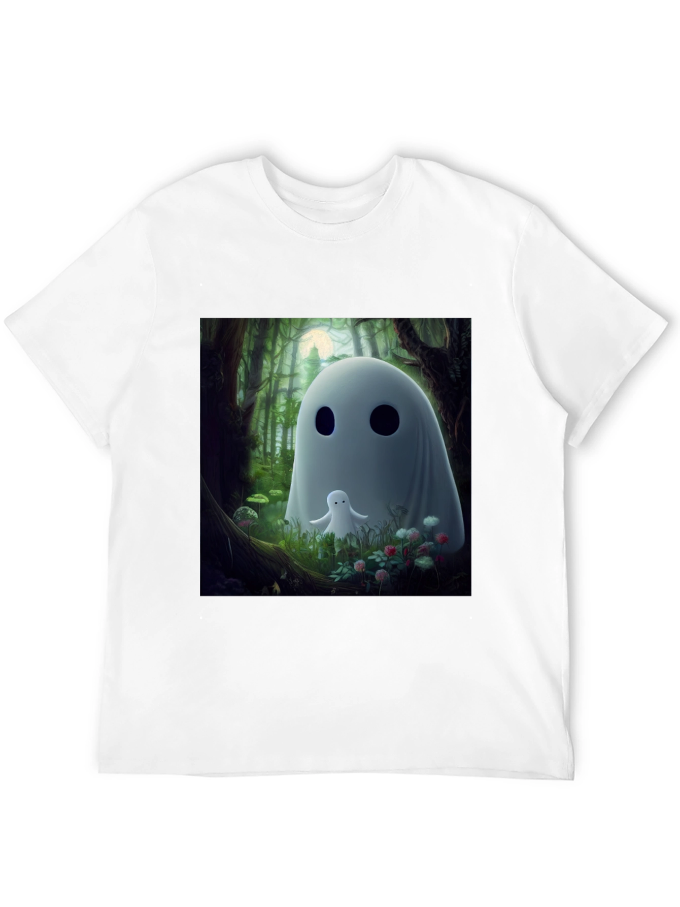 Cute Ghost Graphic Black T-Shirt