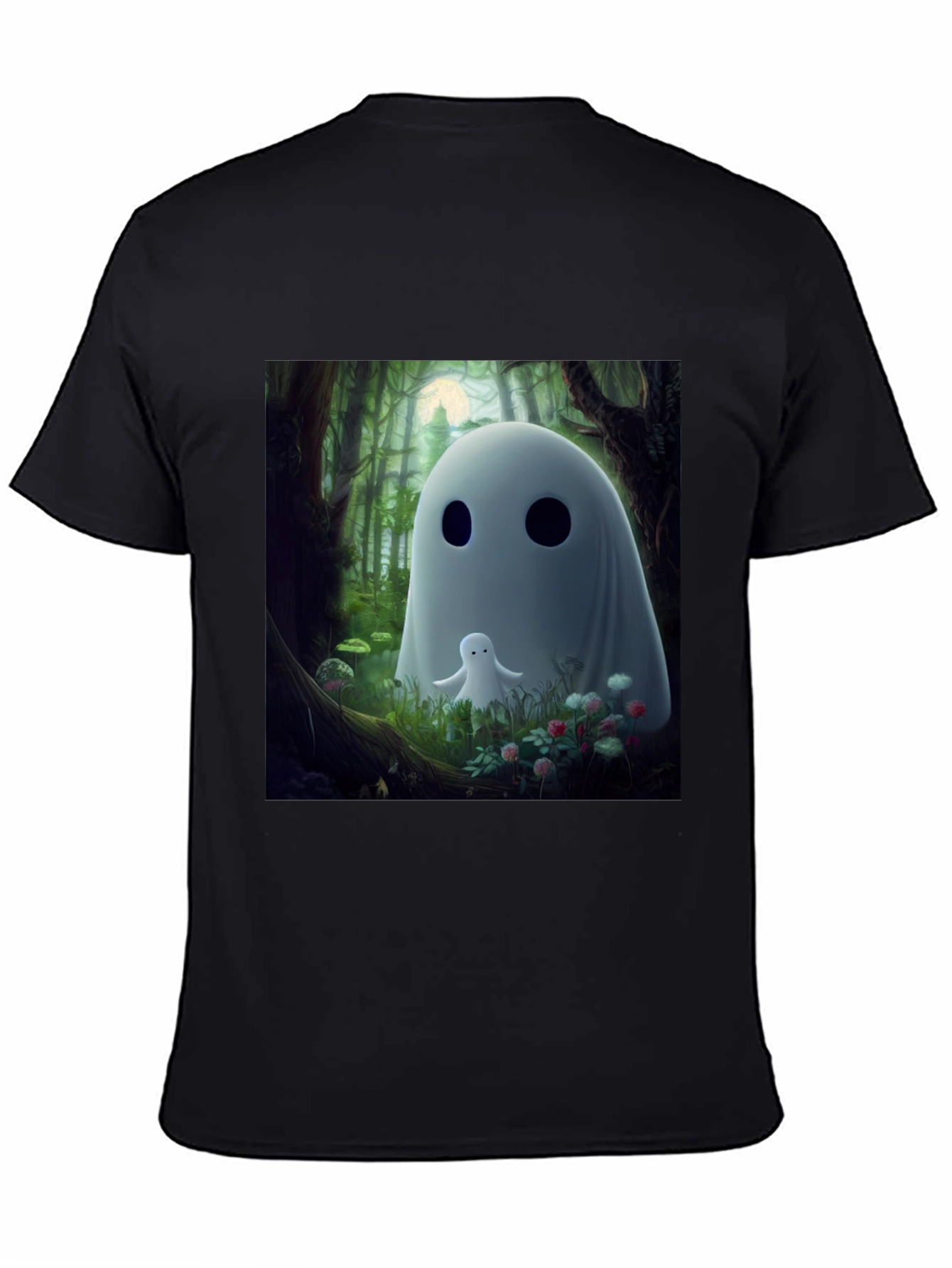 Cute Ghost Graphic Black T-Shirt