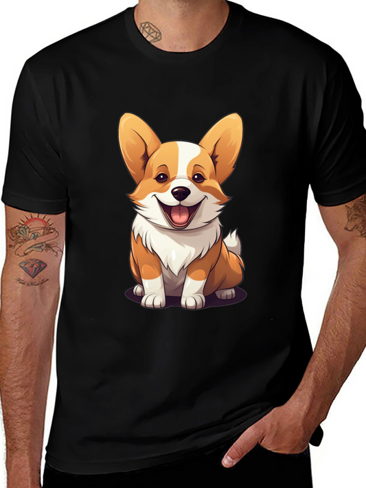 Cute Corgi Graphic Tee - Unisex Black T-Shirt