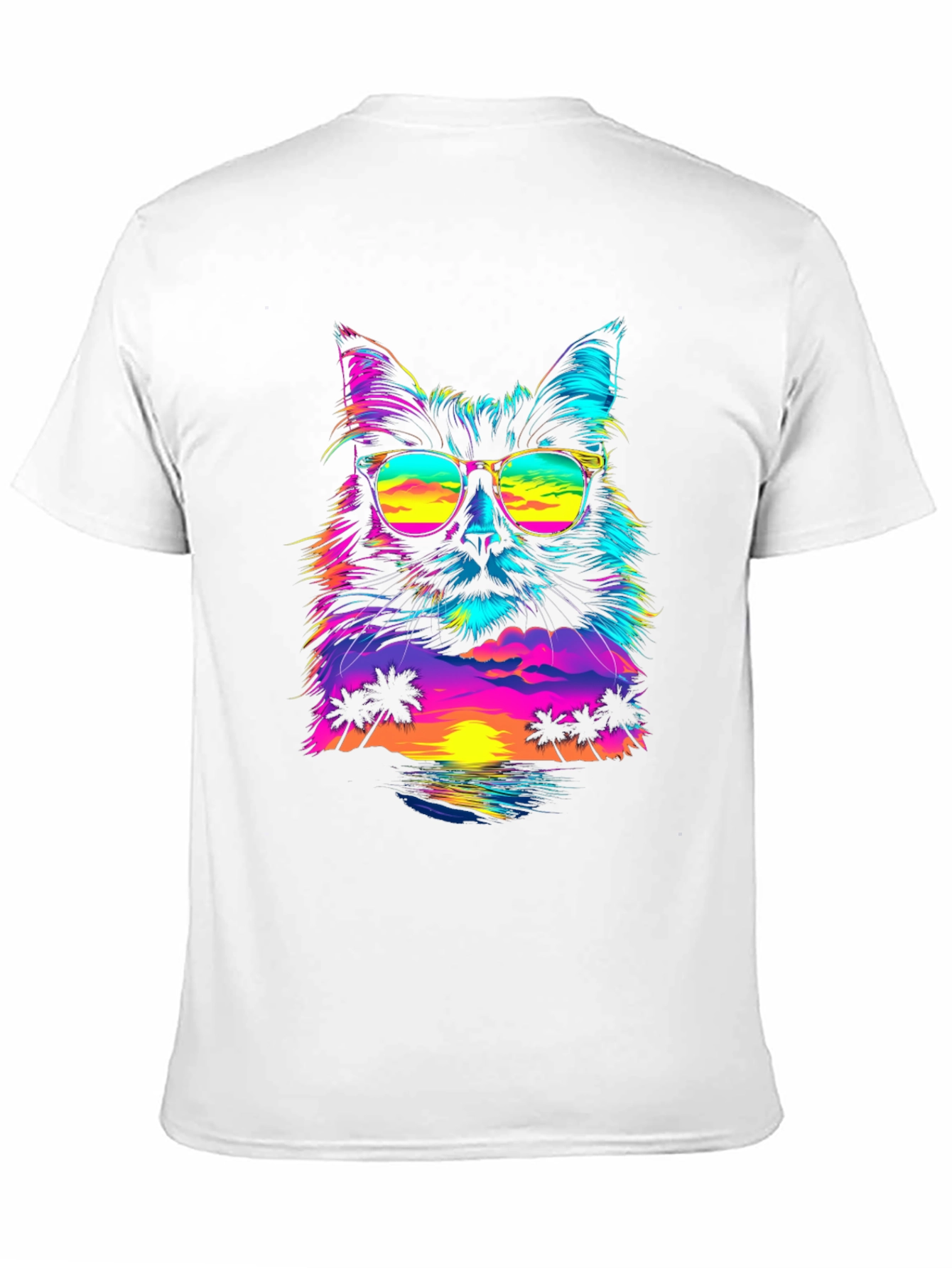 Retro Sunset Cat T-Shirt - Vibrant Graphic Tee