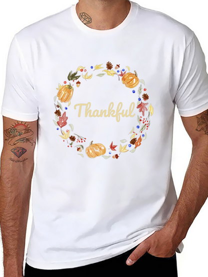 Thankful Wreath Graphic Tee - Autumn Harvest T-Shirt