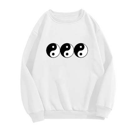 Triple Yin Yang Crewneck Sweatshirt - Zen Spiritual Balance Symbol Pullover