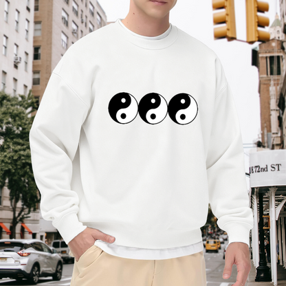 Triple Yin Yang Crewneck Sweatshirt - Zen Spiritual Balance Symbol Pullover