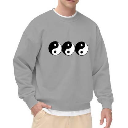 Triple Yin Yang Crewneck Sweatshirt - Zen Spiritual Balance Symbol Pullover