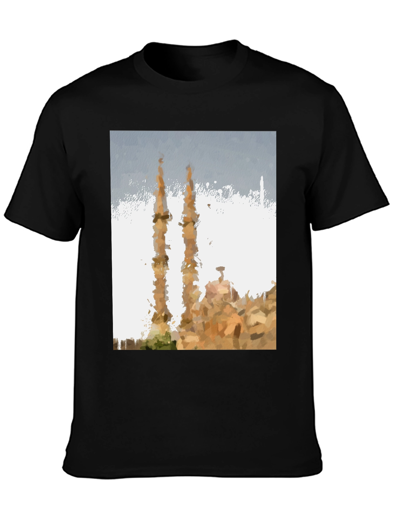 Mosque Painting Graphic Tee - Mens Black T-Shirt