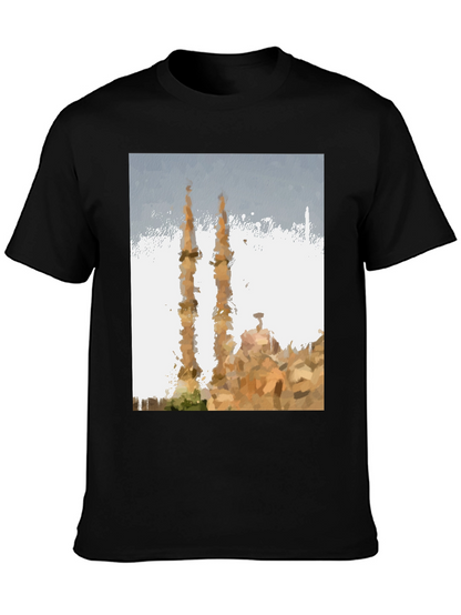 Mosque Painting Graphic Tee - Mens Black T-Shirt