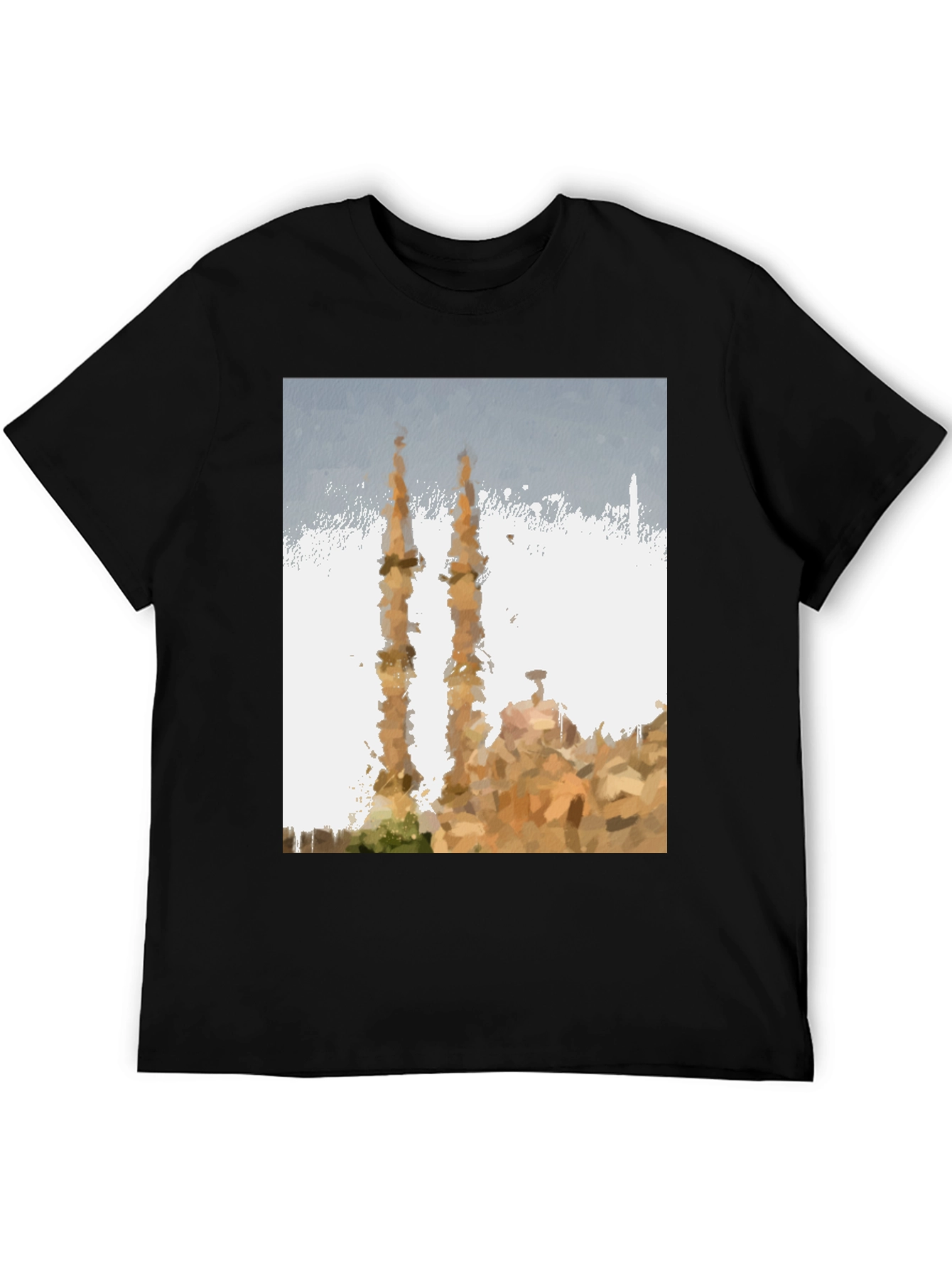Mosque Painting Graphic Tee - Mens Black T-Shirt
