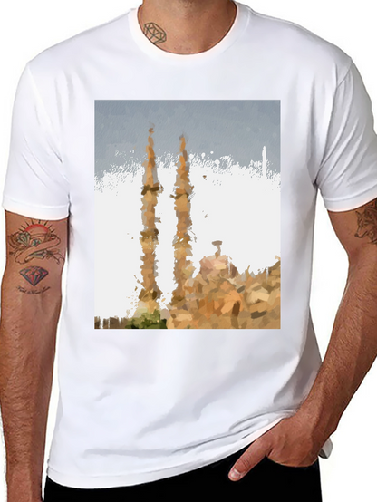 Mosque Painting Graphic Tee - Mens Black T-Shirt