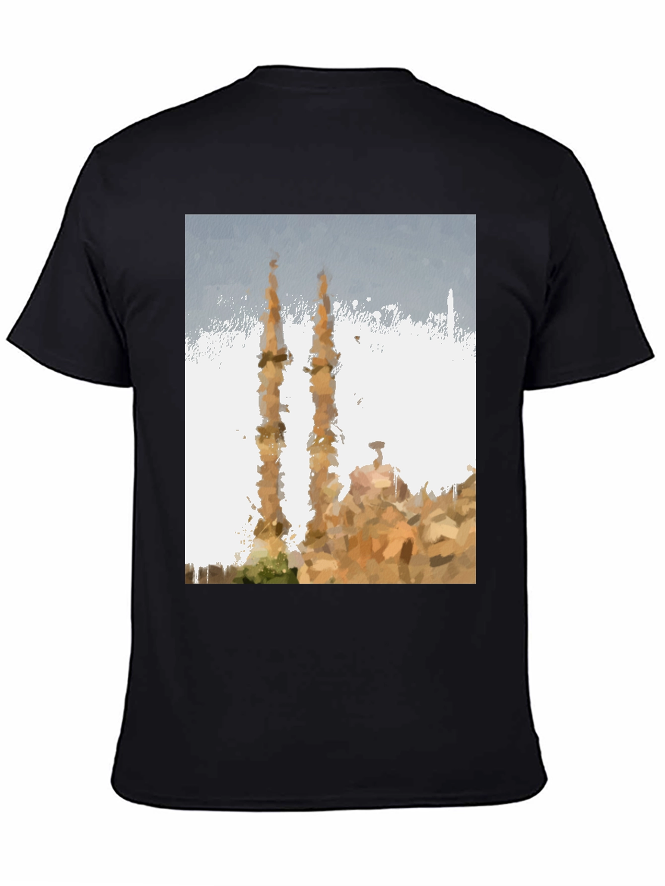 Mosque Painting Graphic Tee - Mens Black T-Shirt