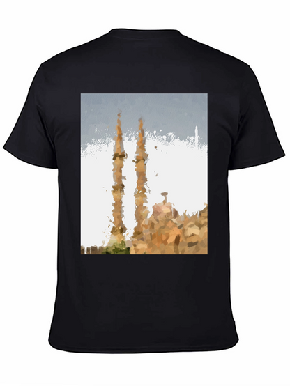 Mosque Painting Graphic Tee - Mens Black T-Shirt