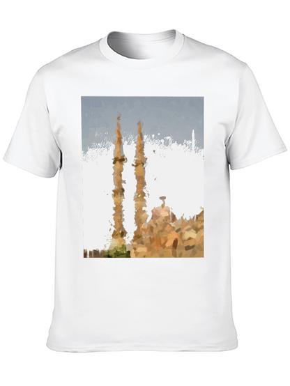 Mosque Painting Graphic Tee - Mens Black T-Shirt