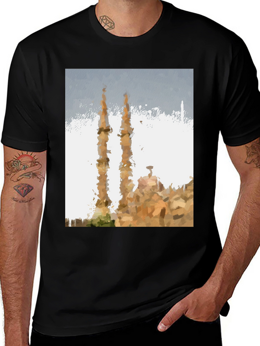 Mosque Painting Graphic Tee - Mens Black T-Shirt