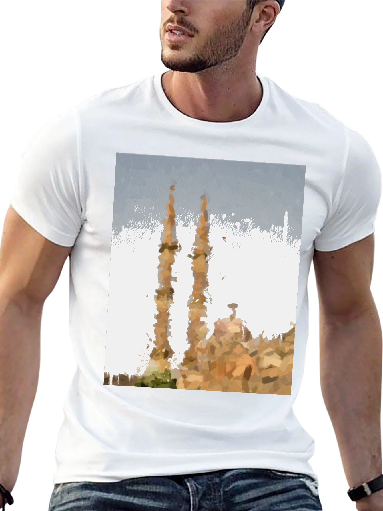 Mosque Painting Graphic Tee - Mens Black T-Shirt